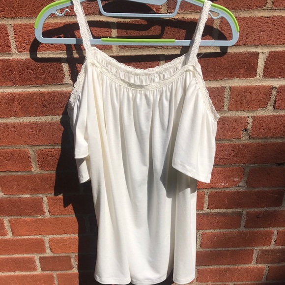 Cold Shoulder Crochet-Trim Ruffle Blouse - Picture 8 of 8